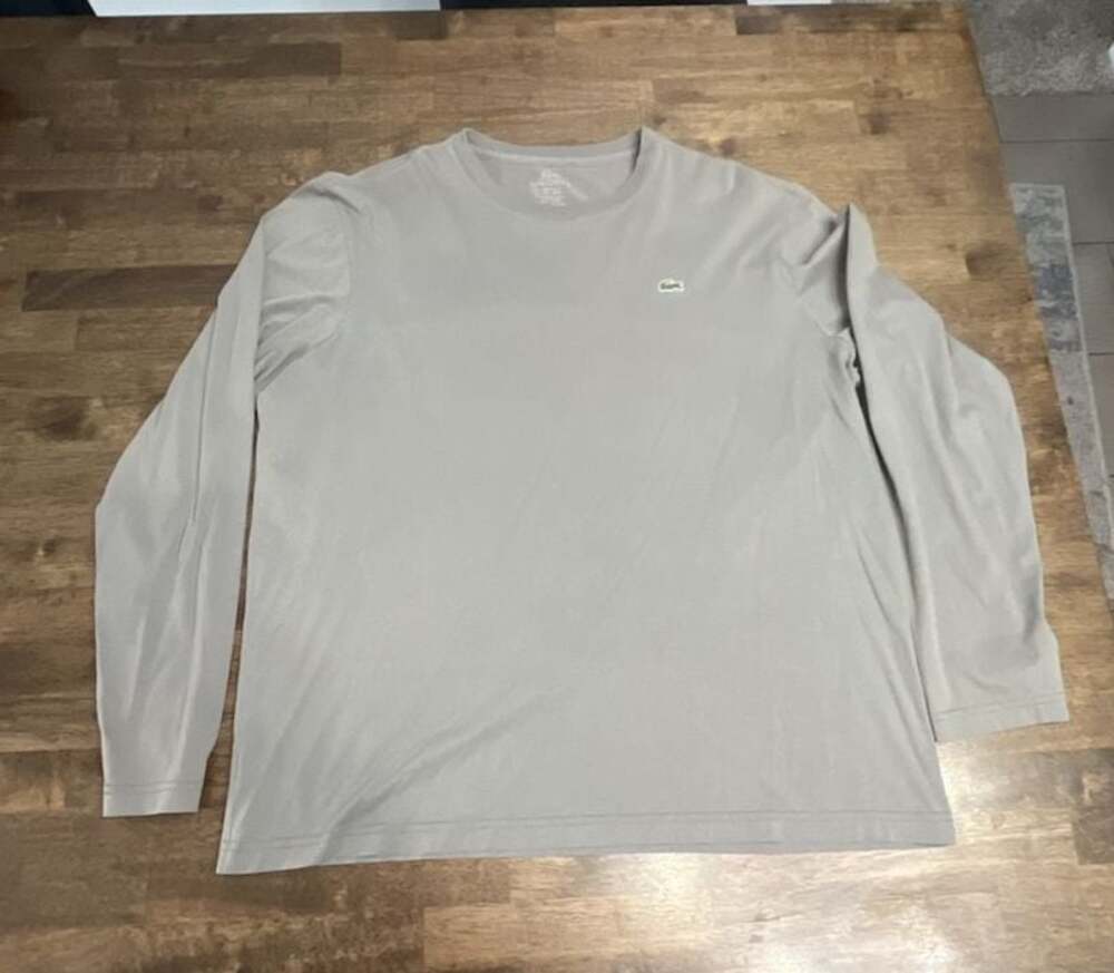 Lacoste Men's Long Sleeve Crew Neck Jersey T-Shirt Gray Size 7